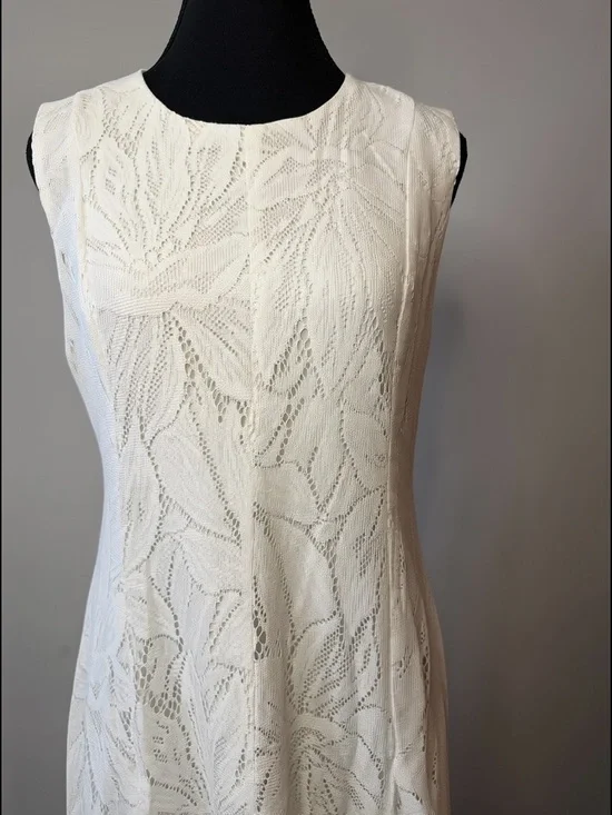 White Lace Maxi Dress - Sleeveless A-Line - Picture 3 of 7